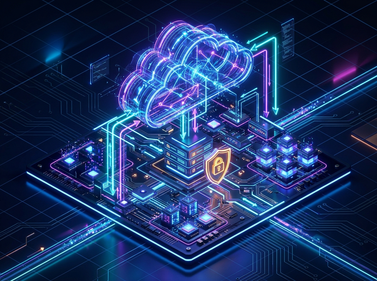 CloudWent 3D Isometric Cloud Platform (Dark Mode)